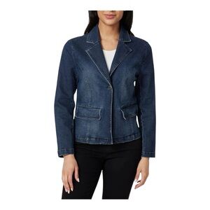 ANGELS Forever Young Womens Size Medium Everflex Denim Blue Jean Blazer Jacket